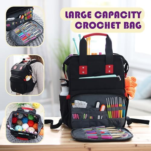 Crochet Kit for Beginners Adults and Kids - Beginner Crochet Kit for Adults with Step-by-Step Video Tutorials, Amigurumi and Crocheting Kit, Crochet Starter Kit with Beginner Yarn and Crochet Backpack