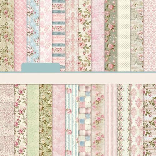 6in Flowers Scrapbook Paper Pad - 24 Sheets Double Sided Aesthetic Design Patterns for DIY Crafts Photos Album Junk Journal Decorative Decoupage Card Making Wedding Gifts Wrapping Material