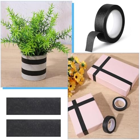 Ymapinc 3 Rolls Black Washi Tape Set 33Yds, 0.59Inx11Yds Thin Craft Masking Scrapbooking Tape, Decorative Tapes Pack, Washi Tapes for Scrapbooking/Book/DIY Craft/Journal/Gift Wrapping Art