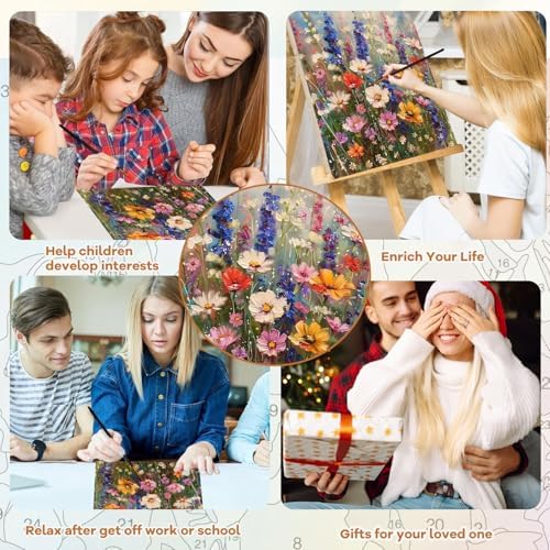 Pxzcrypha Wild Flowers Paint by Numbers Kit for Adults 16X20inch