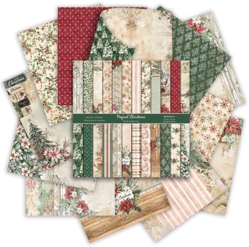 12in Vintage Christmas Scrapbook Paper Pad Pattern Origami Crafts Collage
