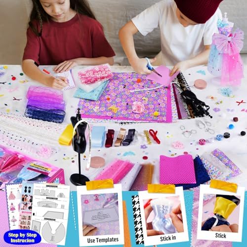 Fashion Designer Kits for Girls with 6 Mannequins, 800+ Crafts Kit for Kids