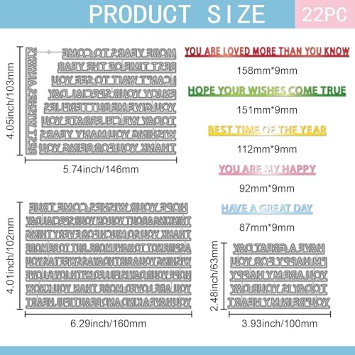 GLOBLELAND Greeting Texts Cutting Dies for Card Making Long Blessing Messages Words Metal Die Cuts Retro Artistic Inspiring Quotes Die Cut Dies for DIY Cards Scrapbooking Photo Album Crafts Decor