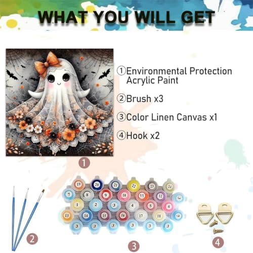Halloween Paint by Numbers Kit for Adults,DIY Paint by Number 14x14 inch