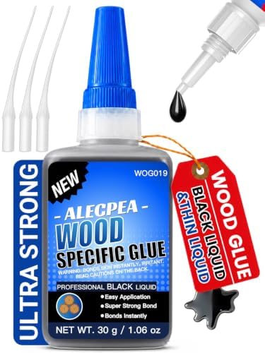 ALECPEA Black Wood Glue, Thin CA Glue for Dark Wood, 30g with 3 Droppers