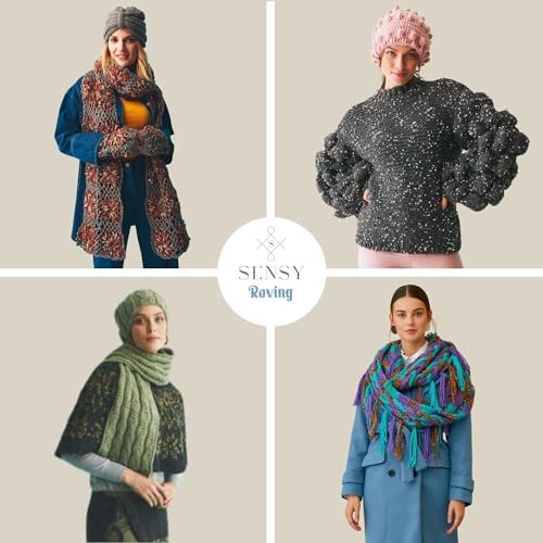 S Sensy Roving - Premium Acrylic&Wool Blend Yarn, 5 Skein Black, 131 Yards