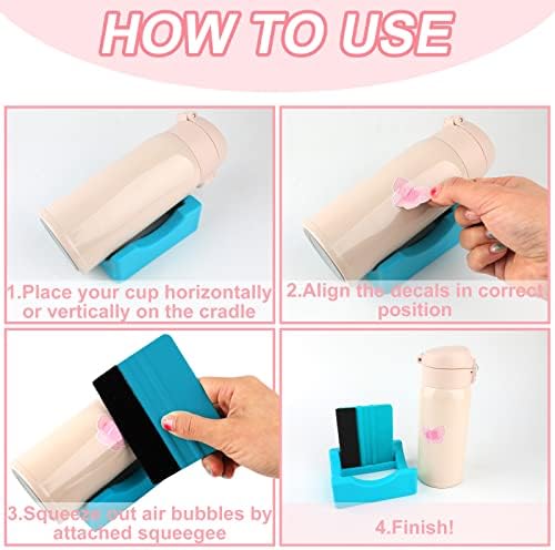Silicone Cup Cradle for Tumblers,2 Pack Tumbler Holder for Crafts with Built-in Slot and Felt Edge Squeegee,Small Cup Cradle Use to Apply Vinyl Decals,Anti-Skidding Tumbler Stand Cup Holder