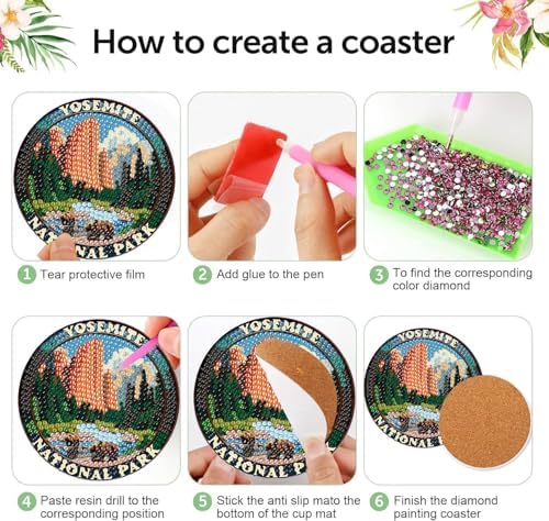 8 Pcs National park Diamond Art Coasters Kits,Diamond Painting Coasters ﻿ ﻿