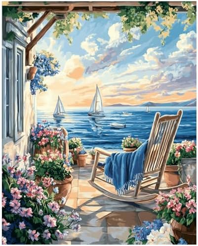 XTCIXAL Paint by Numbers Kit for Adults, Beach, 16X20 Inch