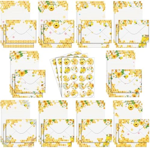 TaoBary 160 Pcs Bee Stationery Paper and Envelopes Set, 5.5 x 8.25''