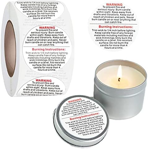 FuraHa 720 Pieces Warning Labels 2 Inch Jar Container Stickers Safety Stickers Decal for Candle Making DIY Jars and Tins
