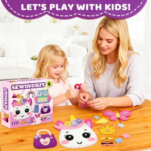 powerful xishan Unicorn Sewing Kit for Kids Ages 4-8| 9 Beginner Projects
