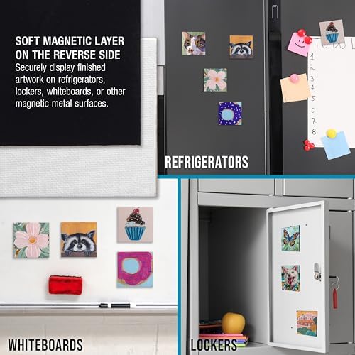 U.S. Art Supply Mini Magnetic Canvas Panels, 24 Pack, 2.5x2.5 Inch Square