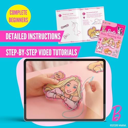 Barbie® Sewing Kit for Kids Ages 6-12 - Sew Your Own Puppy & Kitten