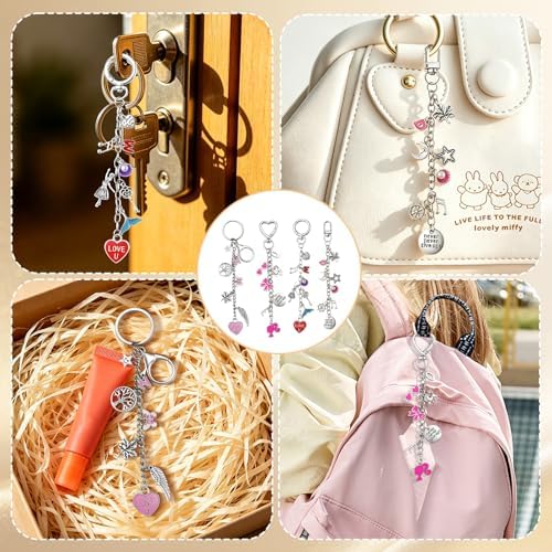 Riwiuue 40 Pcs Keychain Making Kit, Silver Key Chain Making Supplies