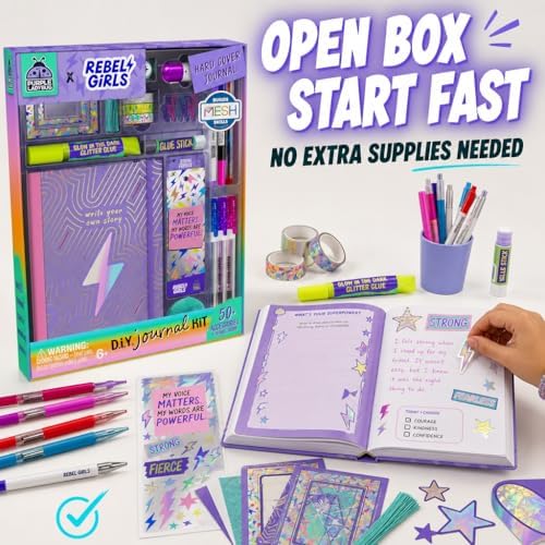 DIY Journal Kit for Girls Ages 8-12, 50+ Accessories, Hard Cover Journal