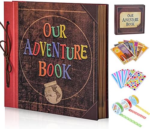 Scrapbook Photo Album, 12x12 Inch Our Adventure Book, 3D Embossed Words Hard Cover Movie Up Travel Album for Anniversary, Wedding, Baby Shower (Scrapbook-Letter)