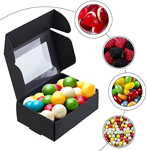 Zonon 30 Pcs Mini Kraft Soap Boxes with Window Homemade,Black