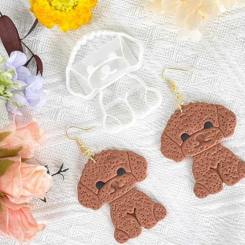 Xaekicr Poodle Dog Polymer Clay Cutters for Earrings – Cute Puppy Clay Cutters for Polymer Clay Jewelry Making – Animal Clay Earring Cutters and DIY Clay Tools – 1 Piece