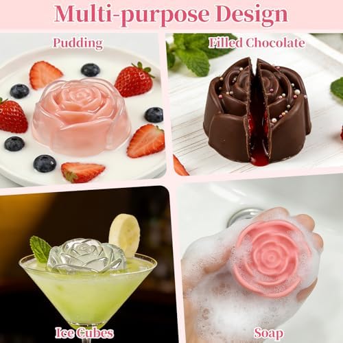 Rose Silicone Mold, 2 Pack Rose Chocolate Molds 24-Cavity