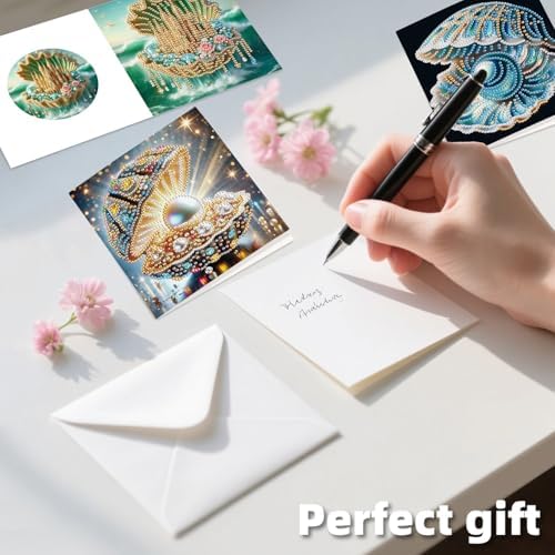 12pcs Diamond Art Painting Cards Beach Crab Seashell Turtle Kit