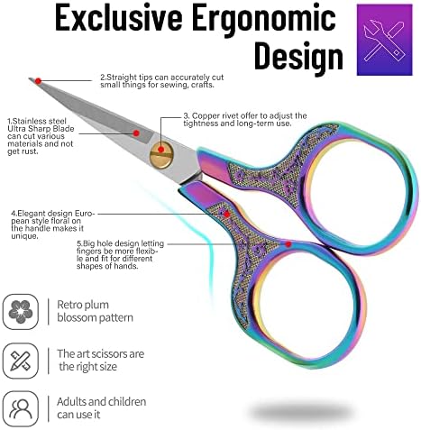 Embroidery precision scissors-Glexal 5 Inch Vintage Scissors-2 pack,Ultra Sharp Blade Shears,scotch small crafts scissors for multi purpose…