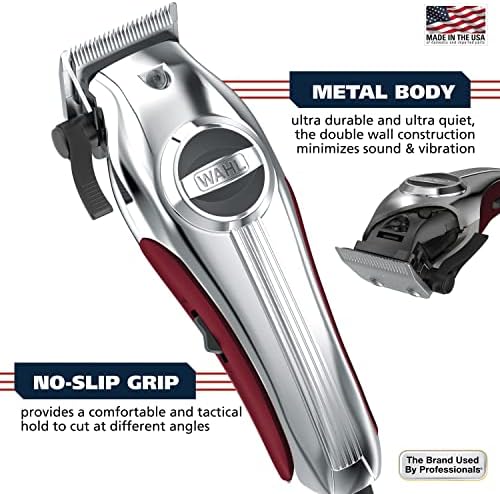 Wahl USA Pro Ultra Quiet Torque Corded Hair Clipper, Metal Housing