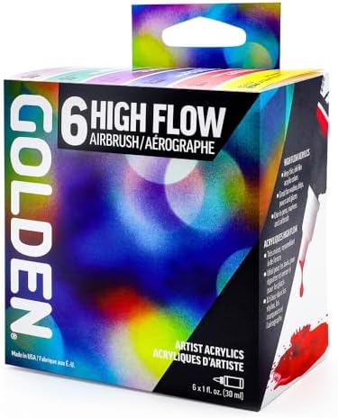 High Flow Acrylics by GOLDEN, High Flow Airbrush Set, 6 Colors, Professional Acrylic Paint