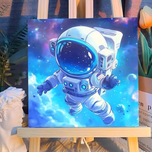 Reivworl Astronaut Paint by Numbers Kit for Kids with Frame 8×8 inch