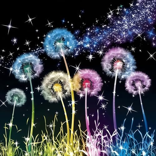 Acelii Diamond Painting Kits for Adults Beginners, Dandelion Gem Painting, 5D Diamond Art Painting for Adults, Gem Art Kits for Adults, Paint by Diamonds DIY Wall Decor Gift13.78X13.78Inch