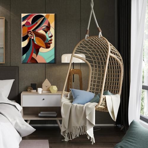 HeeBenor Framed Paint by Numbers Kit for Adults, Black Woman Paint by Numbers Kit for Adults with Easel, DIY Acrylic Paint by Number with Frame, Adult Paint by Number Kits Framed Canvas 8x12 Inch