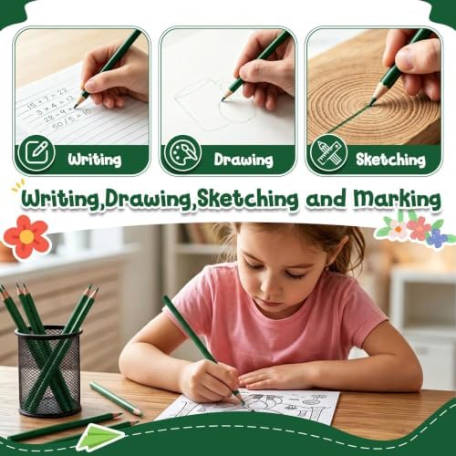 24 PCS Green Colored Pencils, Pre-sharpened Professional Wooden Art Pencils Set for Artists Painting | Premium Drawing Sketching Supplies