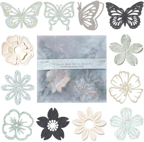 50pcs Scrapbook Collage Paper Flowers, Mixed Colors