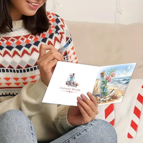 DDGYP 6 PCS,DIY Diamond Art Greeting Cards Kit with Envelopes, 5.9x11.81 in
