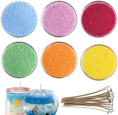 CoolCrafts Sand Wax Candle with Wicks 6 Colors Pearled Sand Wax Kit for Candle Making, Wedding Decor, Crafts - 900g