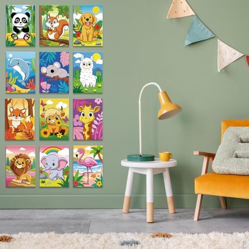 Louise Maelys 5x7Inch Pre Drawn Canvas for Painting for Kids, 12Pack