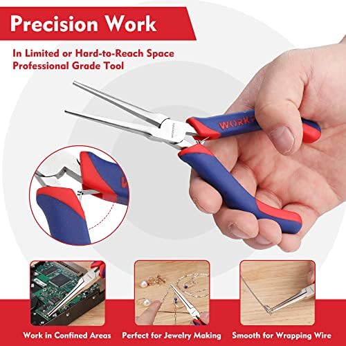 WORKPRO 6" Needle Nose Pliers (Smooth Jaw), Mini Long Nose Pliers with Comfort Grip Handles, Jewelry Pliers for Wire Wrapping, Crafts, Jewelry Making Supplies, 6" 1PC