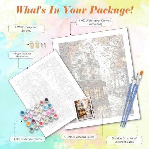 Kalonyth Autumn Paint by Numbers Kit for Adults, 16x20 inch, No Framed