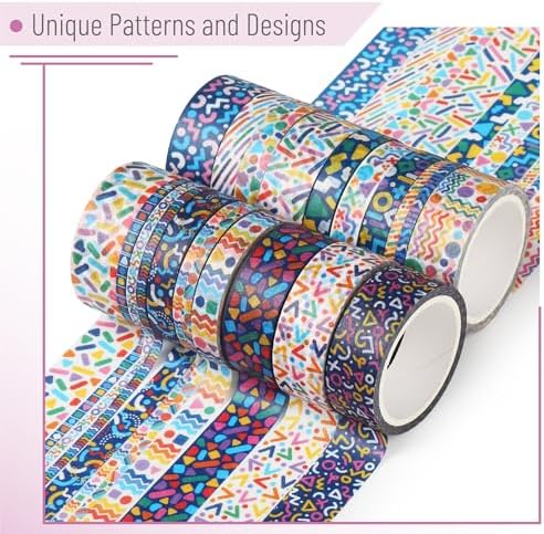 Mr. Pen- Washi Tape Set, 21 Rolls, Assorted Sizes, 5 Yards/Roll | Washi Tape for Scrapbook, Arts, Crafts, Journals and Planners, Geo Labyrinth