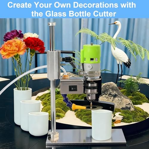 Bottle Cutter, Electric Glass Bottle Cutting Machine with 3 Pcs Emery Abrasive Blade, Wine Bottle Cutting Tool Kit for DIY Projects Round/Square/Irregular Glass or Ceramic Bottles
