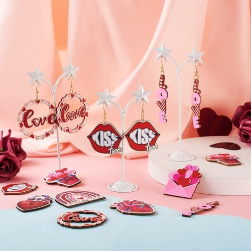 EEE ELECRELIVE Valentine Earring Making Kit 16pcs Wooden Dangle Charms Big Wood Pieces & 40pcs Earring Hooks 40pcs Jump Rings For Women Pierced Earrings Mothers Day Gift