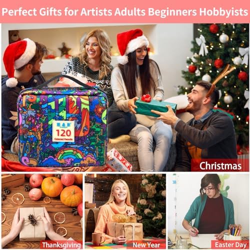 H & B 120PCS Colored Pencils for Adults with Zipper Case, Soft Core Oil-Based Drawing Pencils for Adult Coloring, Professional Art Supplies for Artists