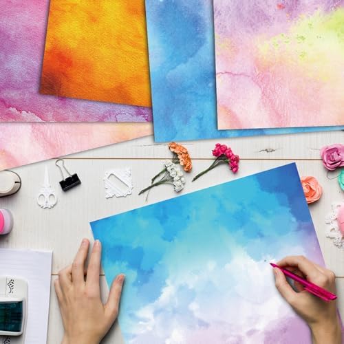 48 Sheets Watercolor Scrapbook Paper,Watercolor Pattern Decorative Scrapbook Paper for Journals DIY Cards and Photo Albums,Aesthetic Craft Supplies