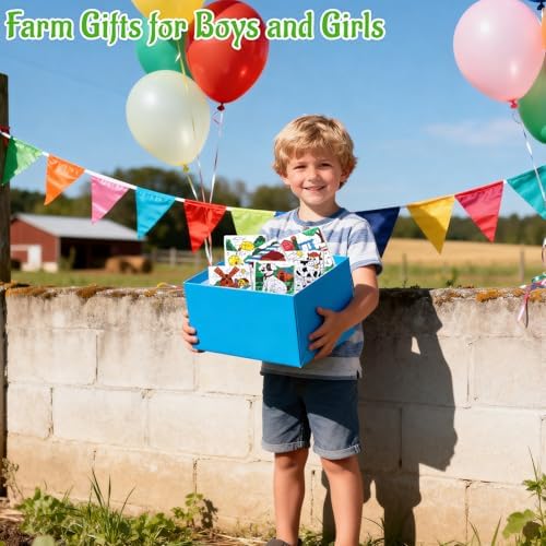 24 Sets Farm Animals Toddler Puzzles Ages 2-4 Bulk, Farm Party Favors Crafts DIY Paper Jigsaw Kit with Cow Dog Sheep, Fall Art Coloring Blank Puzzle for Classroom Gift Birthday Fun Games Toys Supplies