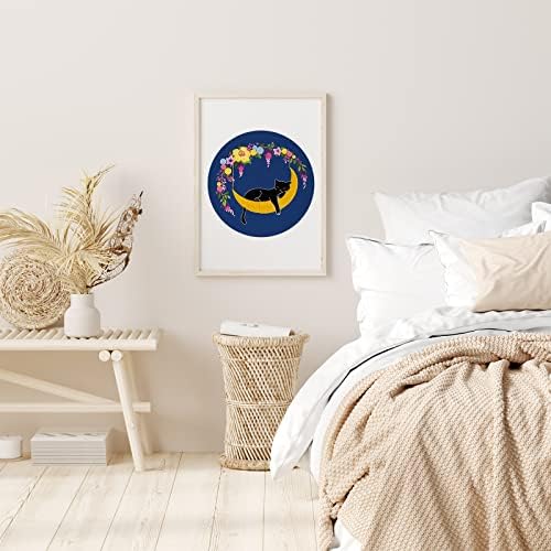 Louise Maelys Cat Moon Embroidery Kit for Beginners Floral Design