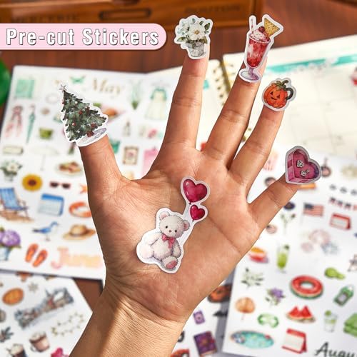 200+ PcsPlanner Holiday Seasonal Stickers Sheets for Women, Watercolor Style Stickers for Scapbooking Journal Calendar Monthly