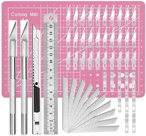 Exacto Knife Precision Carving Craft Hobby Knife Kit with 40 PCS Exacto Blades for DIY Art Work Cutting, Hobby, Scrapbooking, Stencil (Pink)