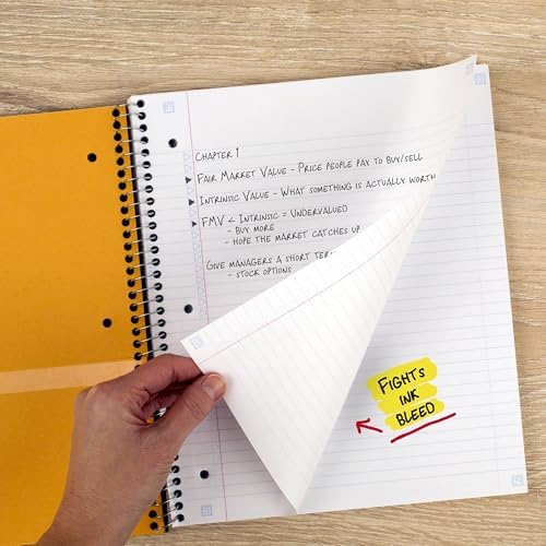 Five Star Spiral Notebook + Study App, 5 Subject, College Ruled Paper, 8-1/2" x 11", 200 Sheets, Fights Ink Bleed, Water Resistant Cover, White (72460)