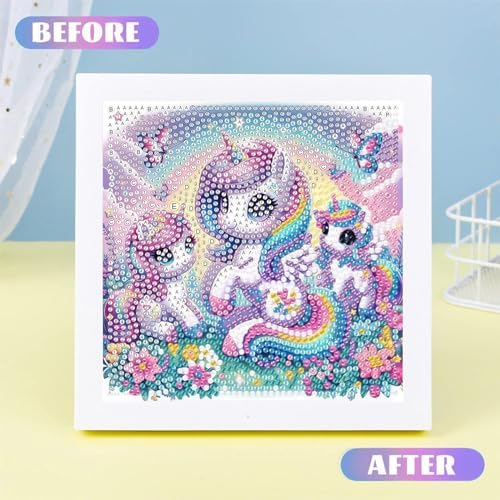 Cartoon Diamond Art Painting Kits for Kids with Frame Ages 4-8-12 (7x7 in)