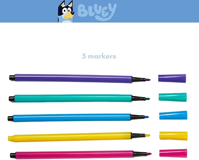 Bluey Sketchbook for Kids with Washable Markers, 86 Blank Pages Spiral Bound, Turquoise